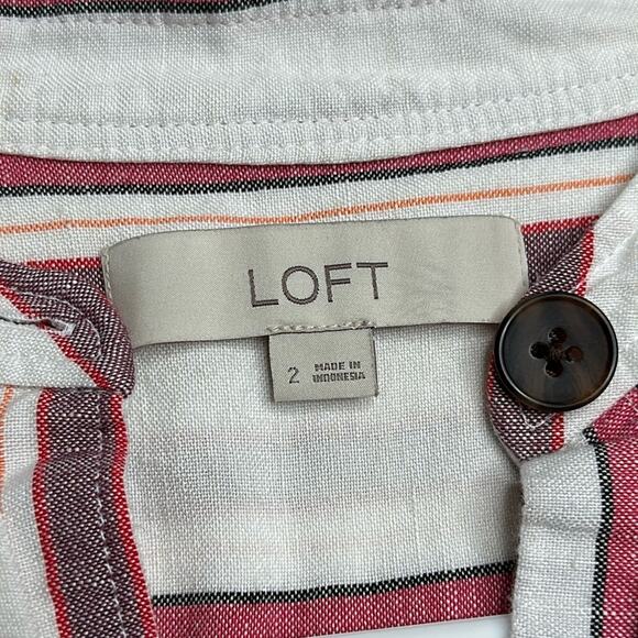 Loft: Pink and White Pencil Striped Midi Dress - Picture 3 of 4